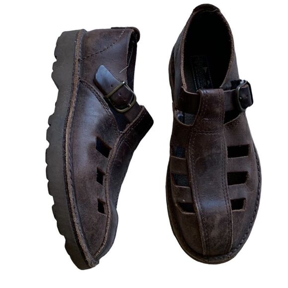 Vintage Eastland Brown Leather distressed Mary Jane’s fisherman loafers USA - Picture 3 of 9